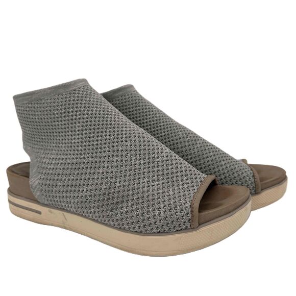 Eileen Fisher Gray Snug Knit Upper Recycled Platform Stretch Bootie Size 7 - Picture 1 of 8